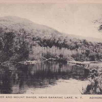 Saranac River and Mount Baker, Near Saranac Lake, N.Y. Adirondack Mts.