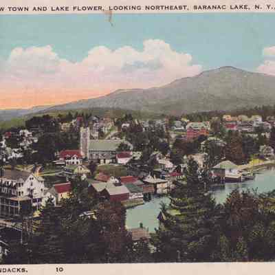 Bird's-Eye View Town and Lake Flower, Looking Northeast, Saranac Lake, N. Y., in the Adirondacks.