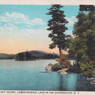 View from Bluff Island, Lower Saranac Lake in the Adirondacks, N. Y.