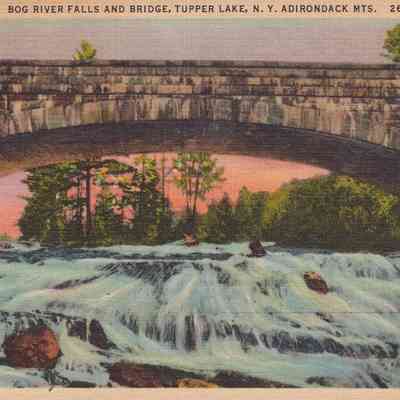 Bog River Falls and Bridge, Tupper Lake, N. Y. Adirondack Mts.