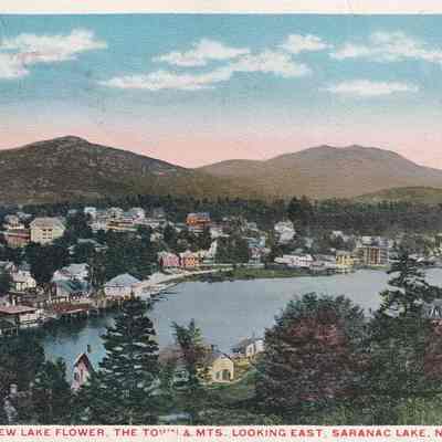 Birdseye View Lake Flower, the Town & Mts. Looking East, Saranac Lake, N.Y.