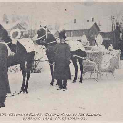 Mrs. G. A. Bombard's Decorated Sleigh. Second Prize of the Sleighs. Saranac Lake, (N.Y.) Winter Carnival.