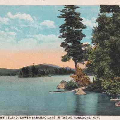 View from Bluff Island, Lower Saranac Lake in the Adirondacks, N.Y.
