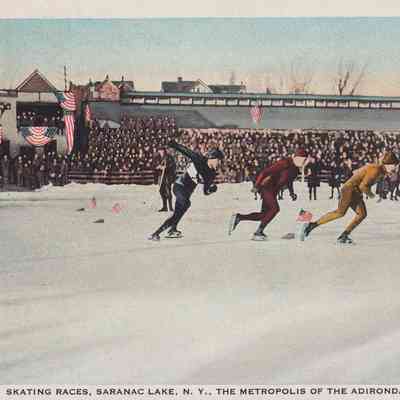 Skating Races, Saranac Lake, N.Y., The Metropolis of the Adirondacks.