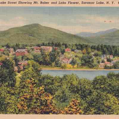View from Lake Street Showing Mt. Baker and Lake Flower, Saranac Lake, N. Y.