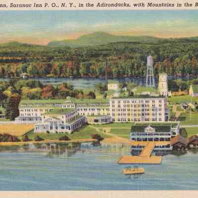 Saranac Inn, Saranac Inn P. O., N.Y., in the Adirondacks, with Mountains in the Background