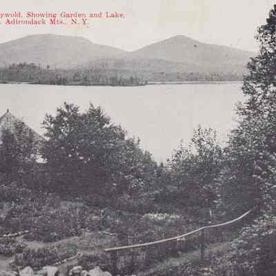 View from Stonywold, Showing Garden and Lake, Lake Kushaqua, Adirondack Mts., N. Y.