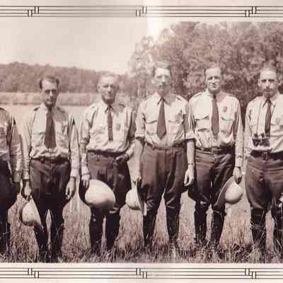 New England Sportsmen's Rendevous [sic] Lake Maranacook, ME, July 1935. Maine Game Wardens. Maine Pistol Team 3rd Place.