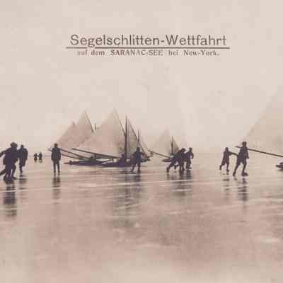 Segelschlitten-Wettfahrt auf dem Saranac-See bei New-York.
