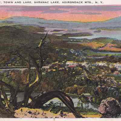Bird's-eye View, Town and Lake, Saranac Lake, Adirondack Mts., N. Y.