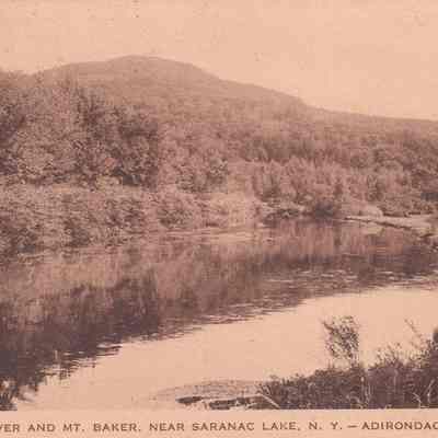 Saranac River and Mt. Baker, near Saranac Lake, N. Y.--Adirondack Mountains.