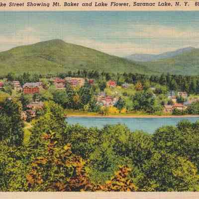 View from Lake Street Showing Mt. Baker and Lake Flower, Saranac Lake, N. Y.