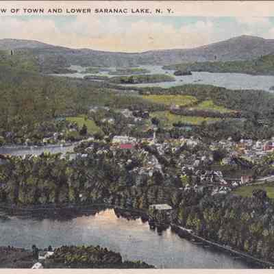 Bird's Eye-View of Town and Lower Saranac Lake, N. Y.