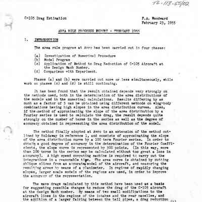 Area Rule Progress Report - February 1955