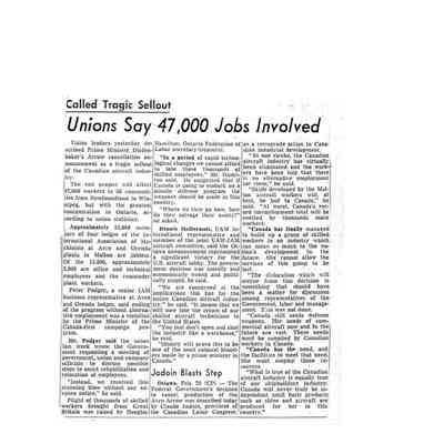 Called tragic sellout - Unions say 47,000 jobs involved
