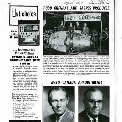 1,000 Orendas and Sabres produced / Avro Canada appointments