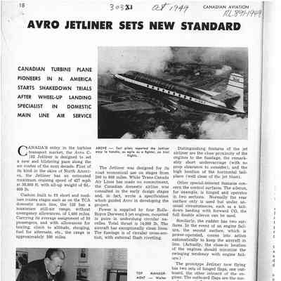 Avro Jetliner Sets New Standard