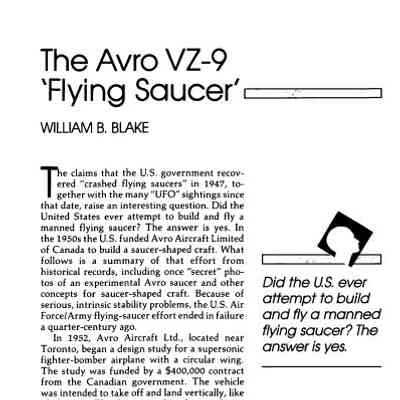 The Avro VZ-9 Flying Saucer
