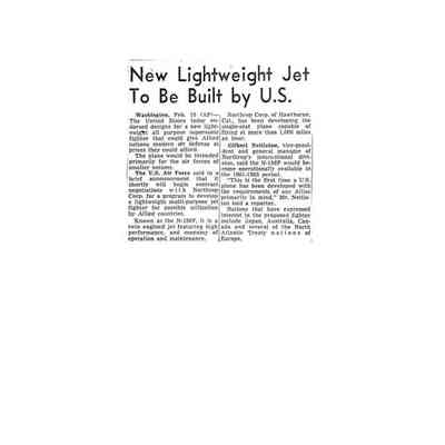 New lightweight Jets to be built by US