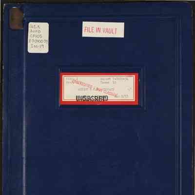 Arrow 2 production A/C: weight and C.G. summary, May 1/58 Report No. 7-0400-34 Issue 19
