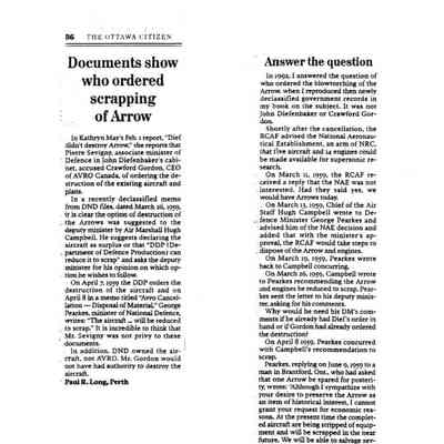 Documents show who ordered scrapping of Arrow