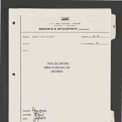 Ground Test Department Summary of Pre-Flight Test Requirements