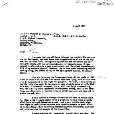Floyd letter to Sir Thomas G. Pike, UK Commander in Chief