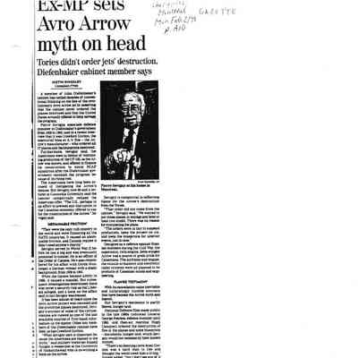 Ex-MP sets Avro Arrow myth on head