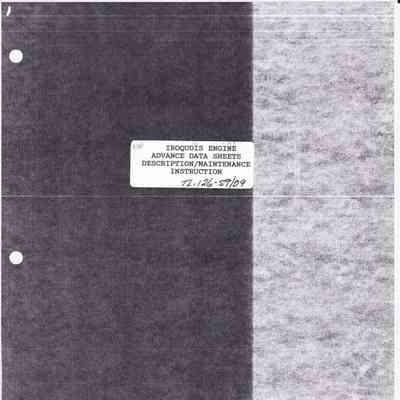Royal Canadian Air Force - Iroquois Advance Data Sheets Description and Maintenance Instructions January 1958 -Revised January 9, 1959