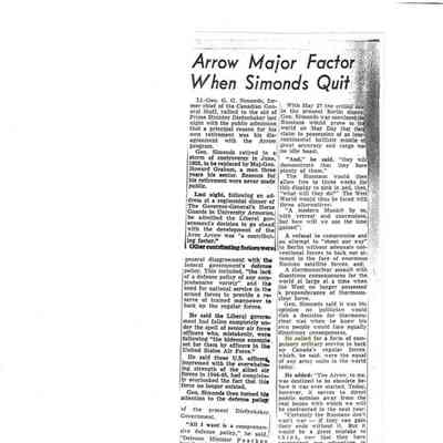 Arrow major factor when Simonds quit
