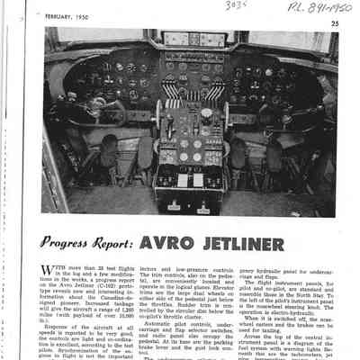 Progress Report: Avro Jetliner