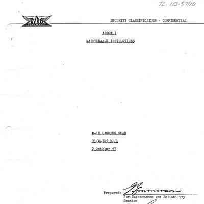 Arrow I Maintenance Instructions - Main Landing Gear