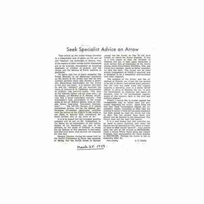 Seek specialist advice on Arrow