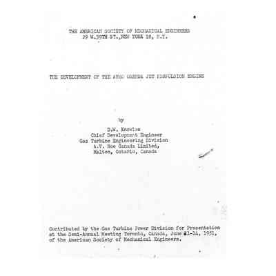 The Development of the Avro Canada Orenda Jet Propulsion Engine