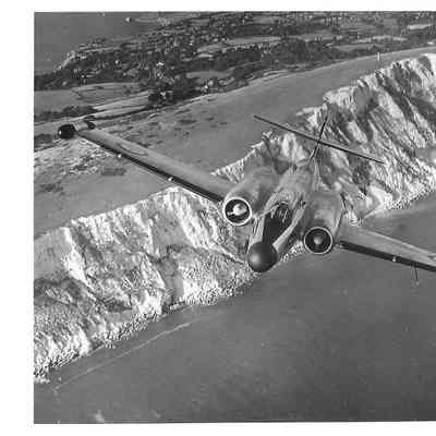 CF-100 Canuck over Isle of Wight, Piloted by Jan Zurakowski, Farnborough Airshow note: Donor tag states CF-100 White Cliffs of Dover