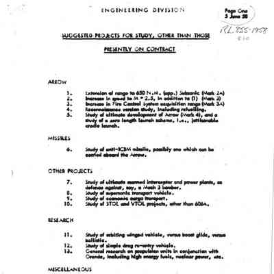Suggested Projects for Study, Other Than Those Presently On Contract