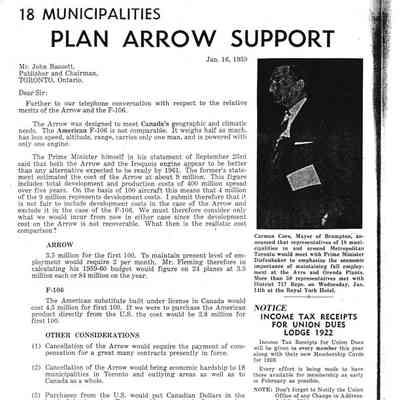 18 municipalities plan Arrow Support