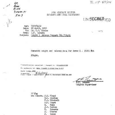 Arrow 1 - Weight and Balance Summary 8th Flight of Arrow1 25201