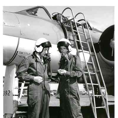 CF-100 w/ Ron Fischer and unidentified man in flight gear next to Canuck 18392