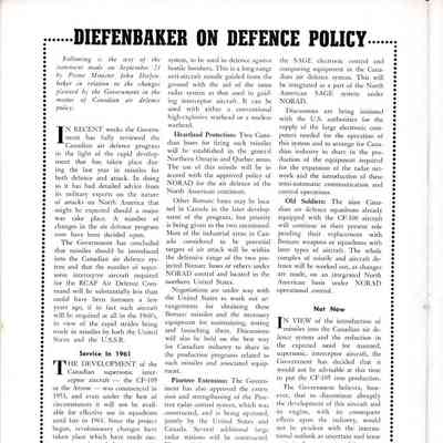 Diefenbaker on defence policy