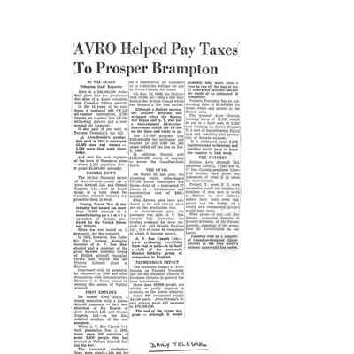 Avro Helped pay taxes to prosper Brampton