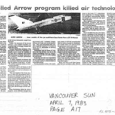 Cancelled Arrow program killed air technology