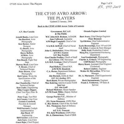 The CF105 Avro Arrow: The Players
