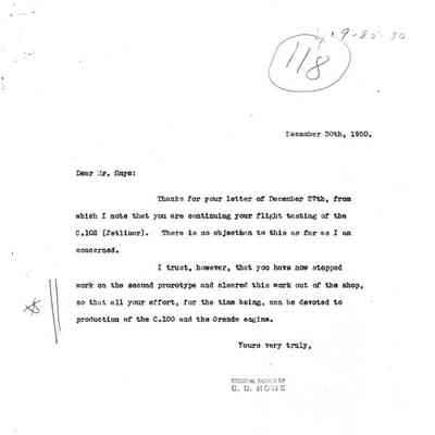 CD Howe letter to F. Smye
