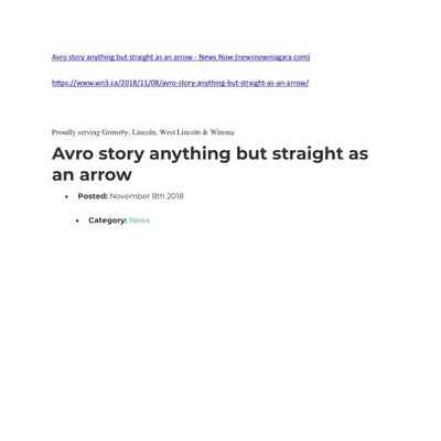 Avro story anything but straight as an arrow