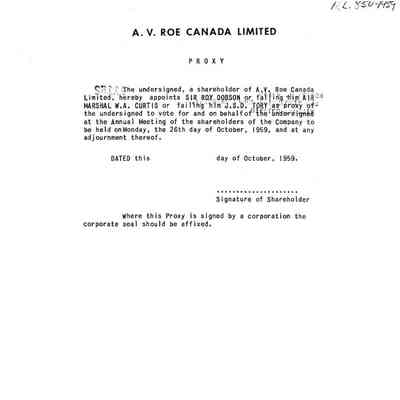Proxy of Annual Meeting 1959