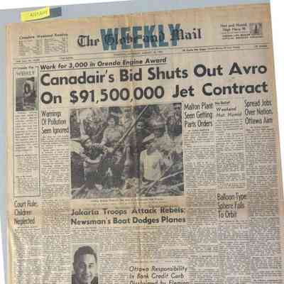 Canadair's bid shuts out Avro on $91,500,00 jet contract / Malton Plant seen getting parts orders