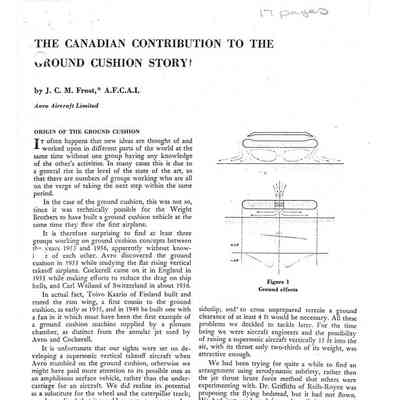 The Canadian Contribution to the Ground Cushion Story