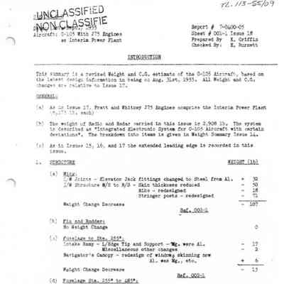 C-105 with J75 Engines as Interim Power Plant - Revised Weight and C.G. Estimate issue 18