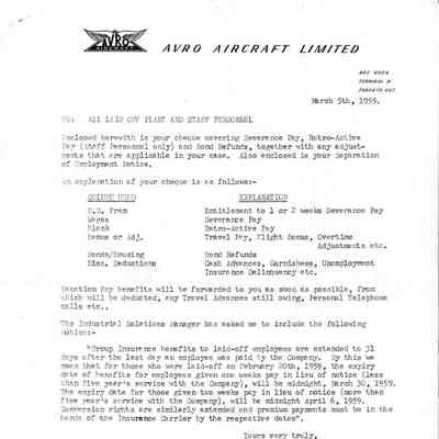 Layoff pay notice provided to impacted staff